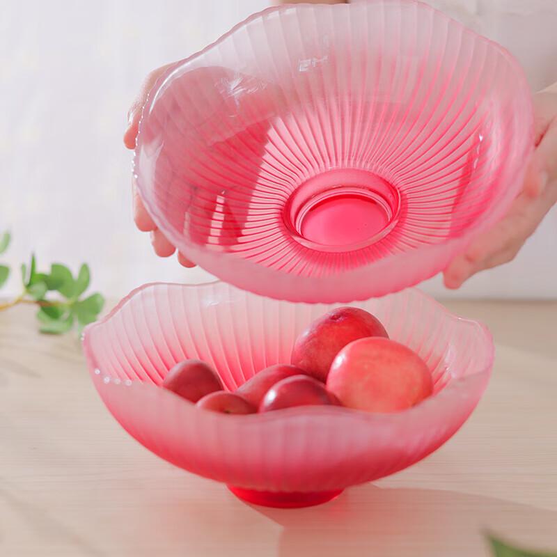 Shanchongshan Gradient Red Glass Fruit Plate Set