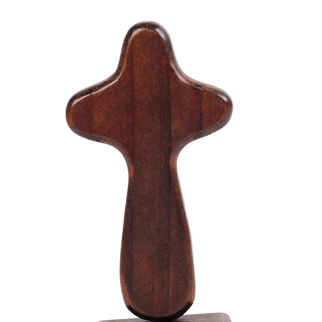 Cross Statue Collectible Gift Decorative Wood Figurine Tabletop Ornament for Living Room Desk Housewarming Bedroom Bookshelf