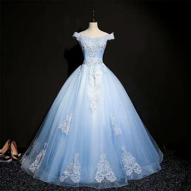 Women's 1011 One-word Shoulder Color Yarn European and American Tutu Skirt, Solo Performance Dress Wedding Dress