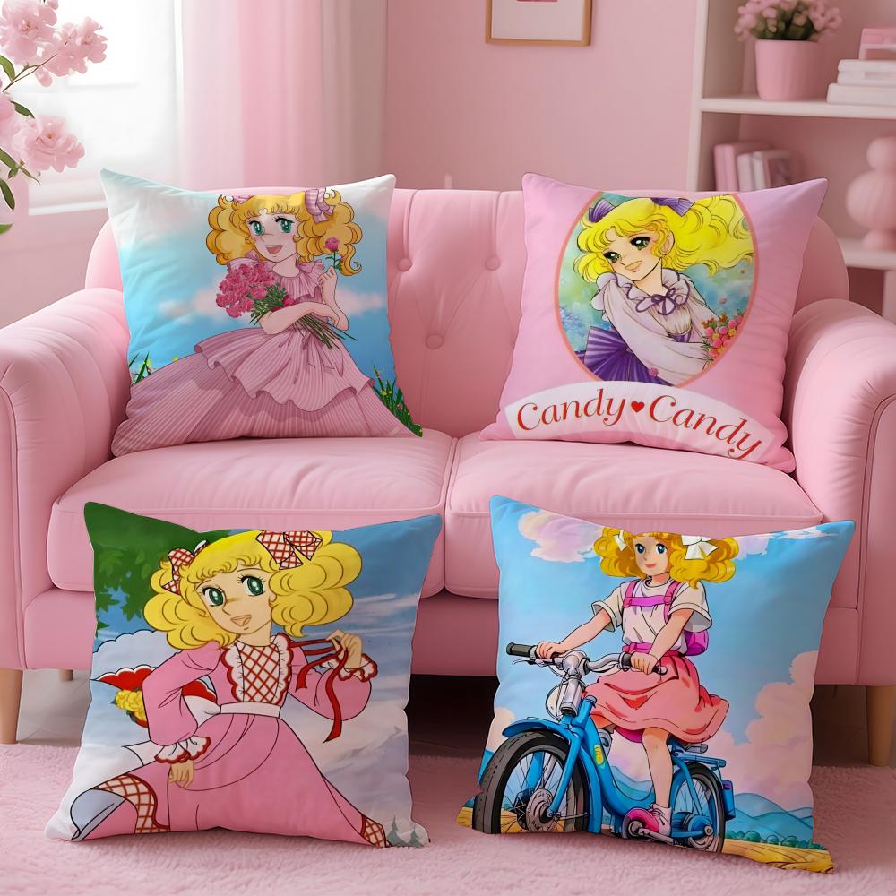 C-Candy Candy Anime Cushion Cover Plush Fabric Soft Double-Sided Printed Sofa Warm Winter Home Gift Pillow Cover