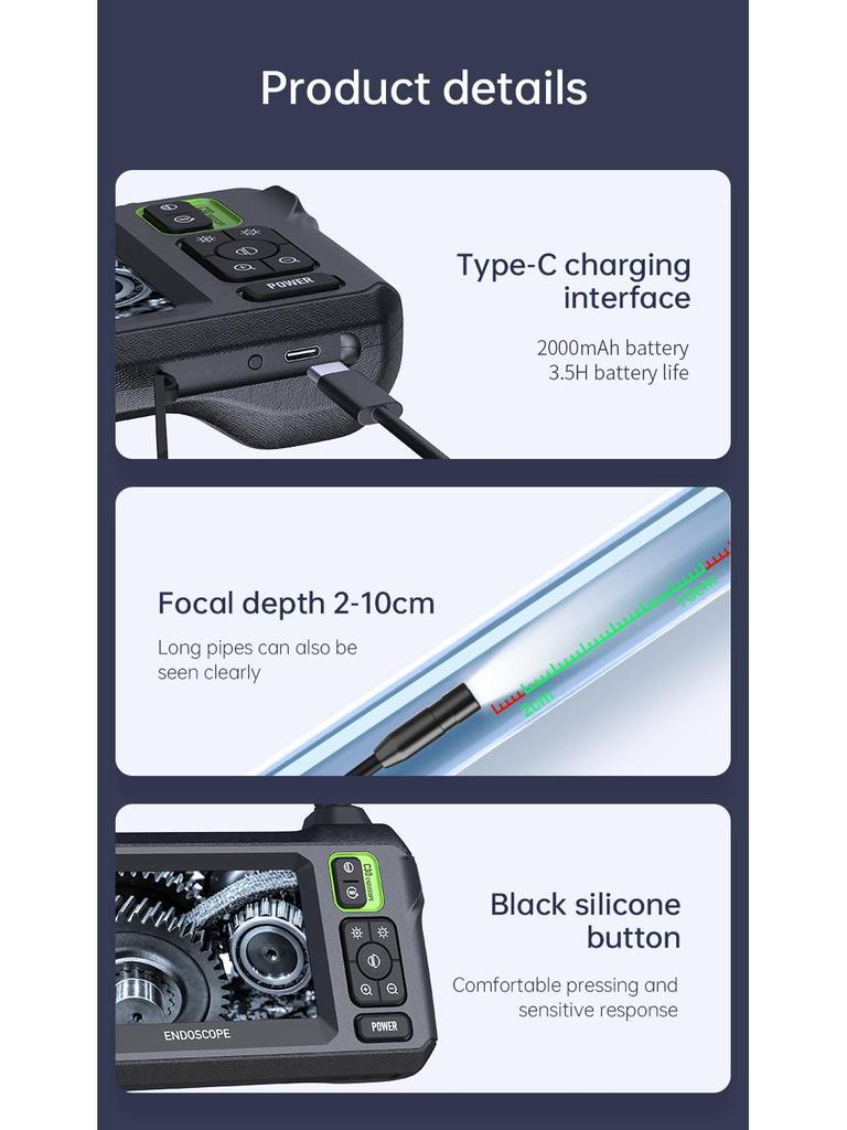 C30-M Industrielles 1080p HD-Pipeline-Endoskop mit 4,3-Zoll-Bildschirm