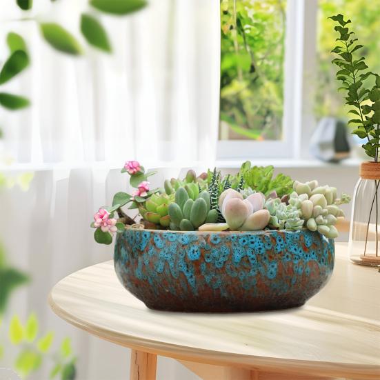 Keramik-Lotusschale für Wasserpflanzen, auslaufsicherer Hydrokultur-Blumentopf, Hochtemperatur-Keramikschale für Sukkulenten, Fischtank