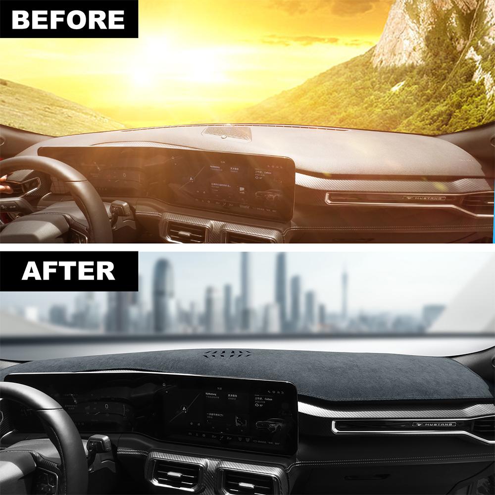 Flannel Dashmat For Ford Mustang Dark Horse EcoBoost GT S650 2024 2025 2026 Car Sunshade Anti-UV Carpet Pad Non-slip Dashboard