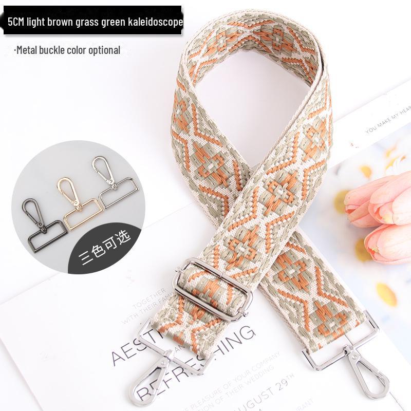 5CM Adjustable Multi-Color Women's Bag Strap - Kaleidoscope Pattern, Wide, Cross-Body