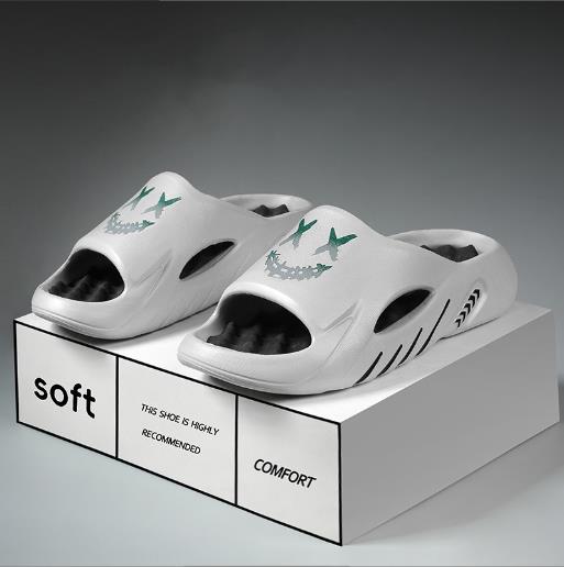 

Fashion 2025 New Men Massage Slippers Slides Indoor Outdoor Sandals Beach Casual Shoes Comfortable Sole Men s Slippers Big Size 38-47 46-47 серый