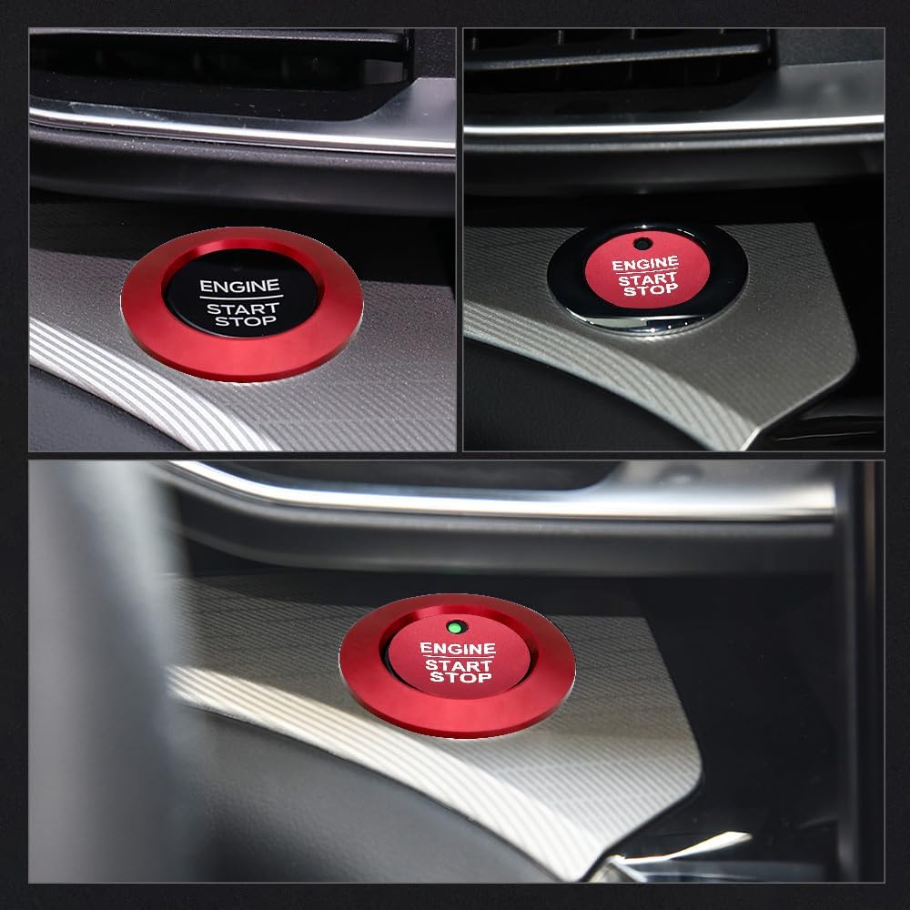 LECART Red Start Button Cover Sticker Fit for Ford Explorer ST XLT Limited Platinum 2024     Auto Interior Accessories Keyless Ignition Decoration
