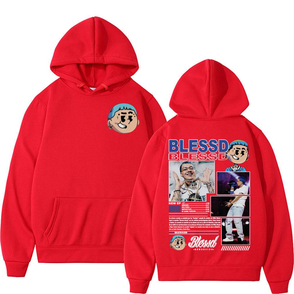 Rapper BLESSD BENDECIDO Tour Concert Hoodies Fashion Hip Hop Punk Men Women Casual Fleece Oversized Sweatshirt Hoodie Streetwear