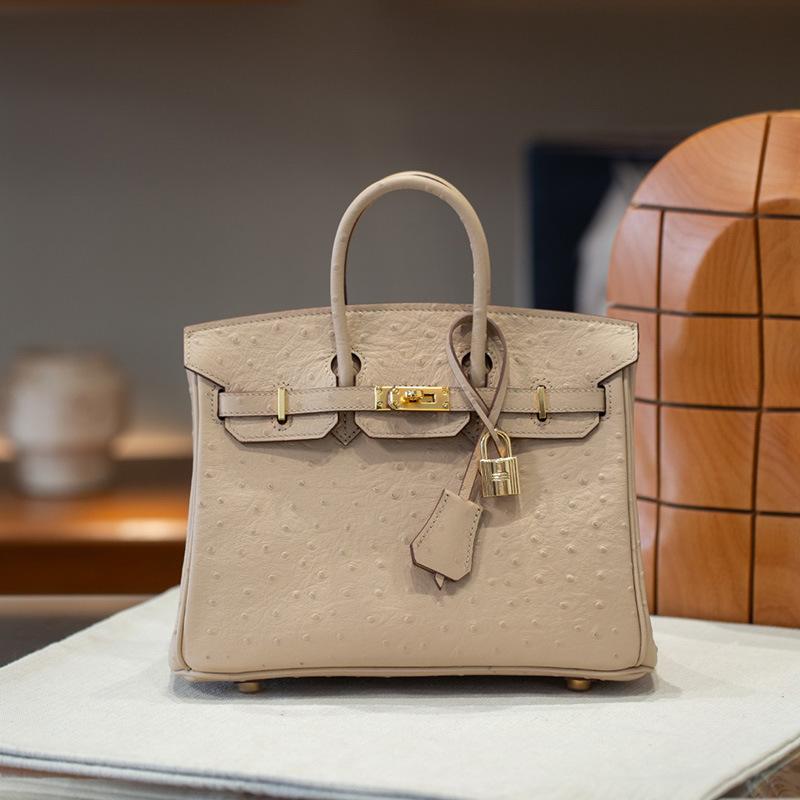 Cross-border spot first-layer cowhide 25/30 ostrich pattern genuine leather fashionable large-capacity women's handbag