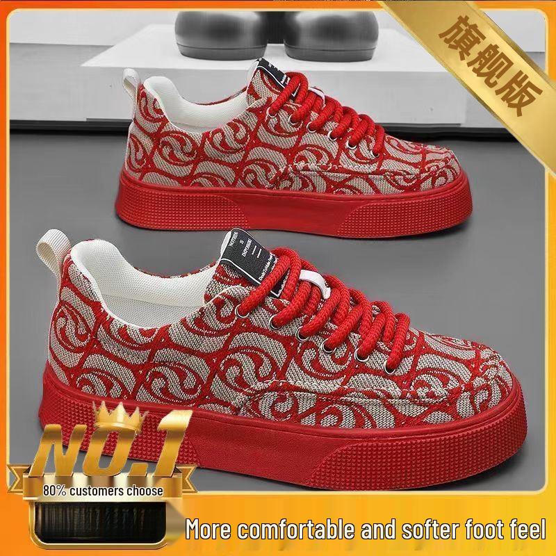 Herren 2024 Sommer Canvas Schuhe: Atmungsaktives Gewebe, Dicke Sohle Trendige Gewebte Freizeit-Sneaker