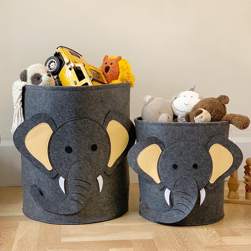 Large Capacity Cartoon Felt Storage Basket Jumbo Organizer
