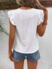 European-American Stylish Solid Lace Ruffle Sleeve Women's Summer Hollow Out Top