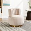 Silla Giratoria Moderna de 360 Grados, Acabado Suave de Terciopelo, Respaldo, Estructura Estable, Sillas Tipo Barril, Adecuada para Sala de Estar Dormitorio Estudio, Beige