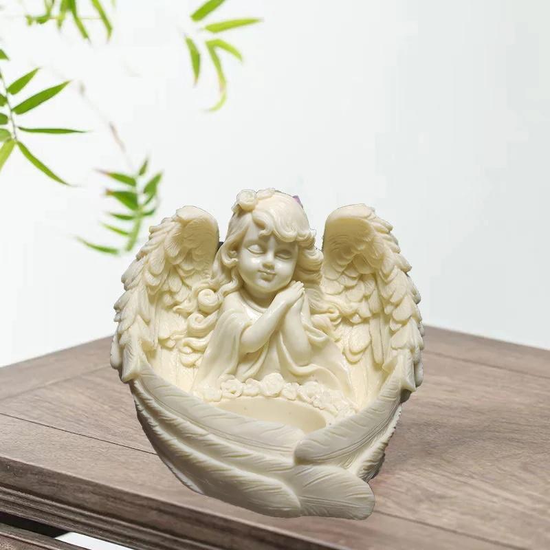 Angel Girl Character  Person Statue-  Cute Home Room Desktop Wedding Romantic Candlestick Decor Statue