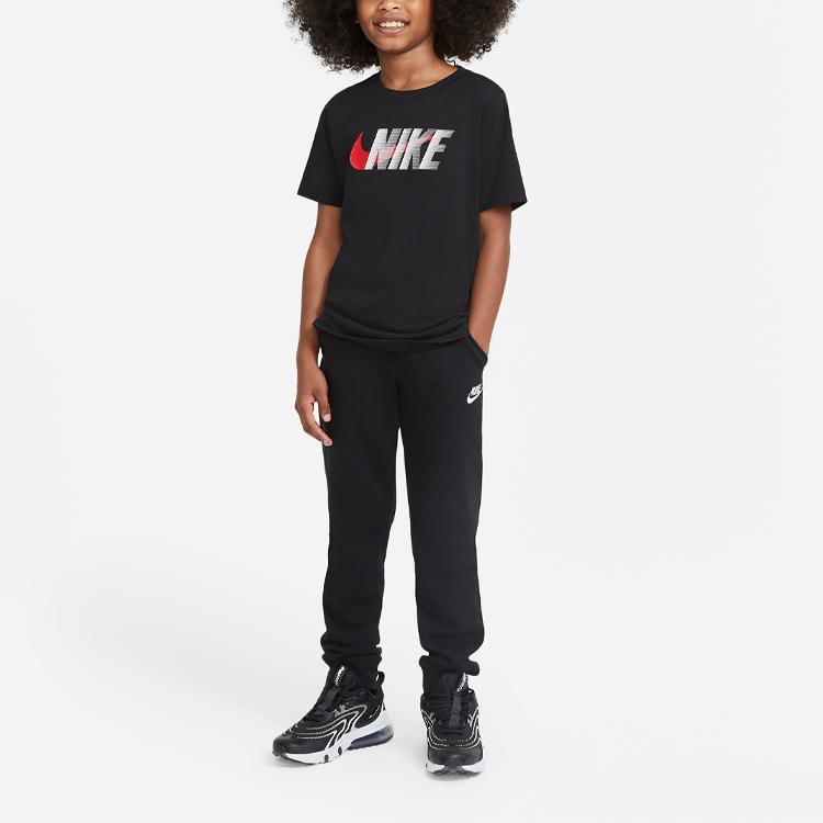 Nike Logo Pattern Loose Short Sleeve T-Shirt Kids Tops Black DC7796-011