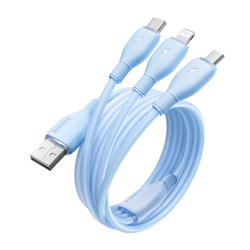 Baseus Ultra-Fast 3-in-1 Fast Charging Cable USB-A To M+L+C 3.5A 1.3m One-for-Three Charging Cord for Multiple Devices
