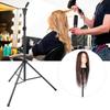 Adjustable Matte Thin Tube Hair Wig Stand Model Head Tripod Black for Hairdressing Training