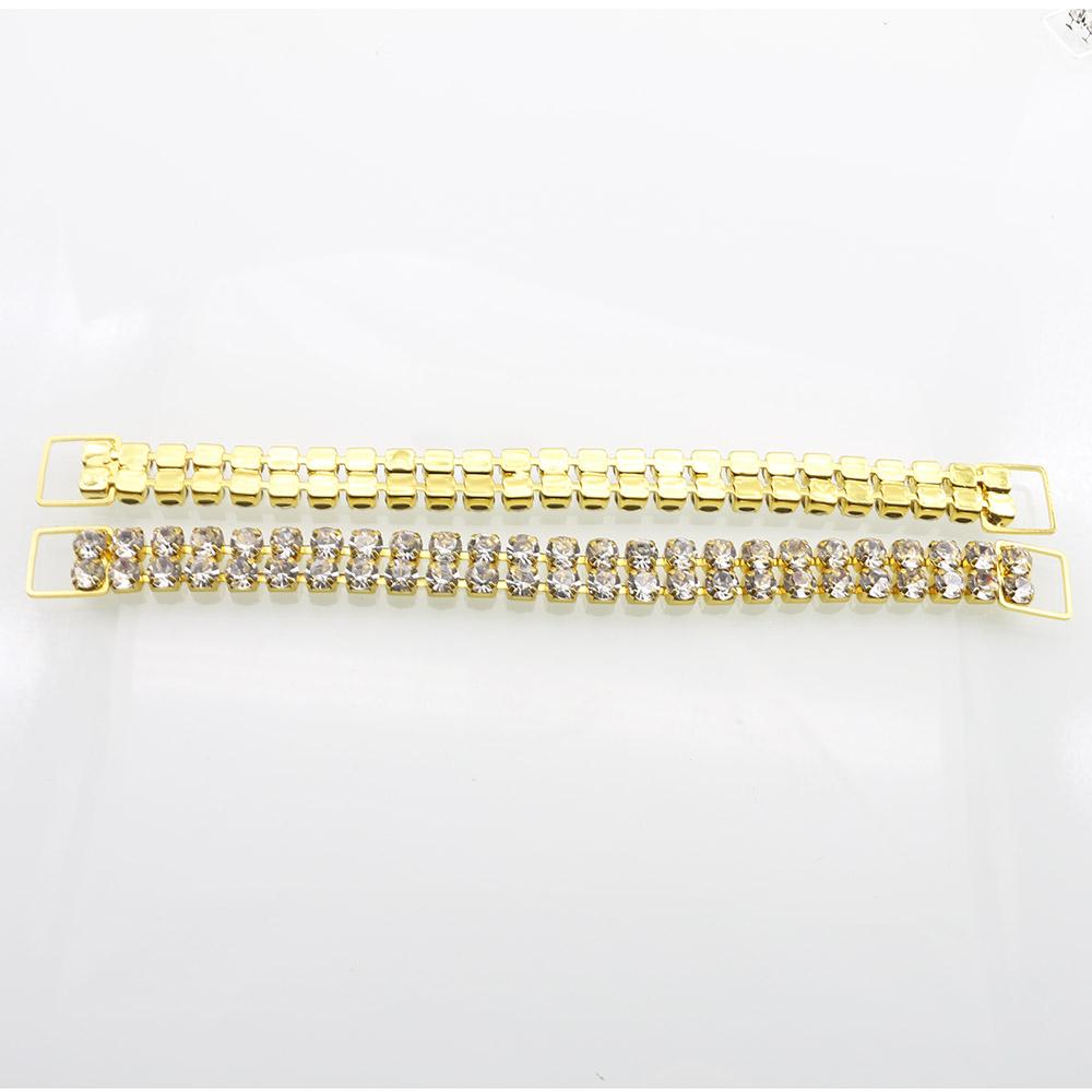 6pcs13 * 160MM Double Row Rhinestone Gold And Silver Decorative Chain/bikini Connecting Buckle For Shoulder Strap Clothing Acces