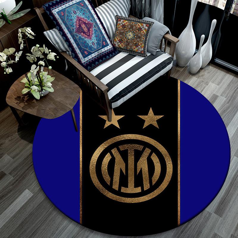 Football Club Internazionale Milano Round Area Rug,Carpet Rug for Living Room Bedroom Sofa Playroom Decor,Non-slip Floor Mat