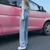 High Waist Wide Leg Jeans Women Fall Winter Straight Loose Fit Cotton Denim Trousers Vibe Style