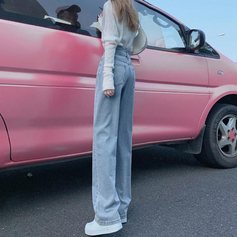 High Waist Wide Leg Jeans Women Fall Winter Straight Loose Fit Cotton Denim Trousers Vibe Style