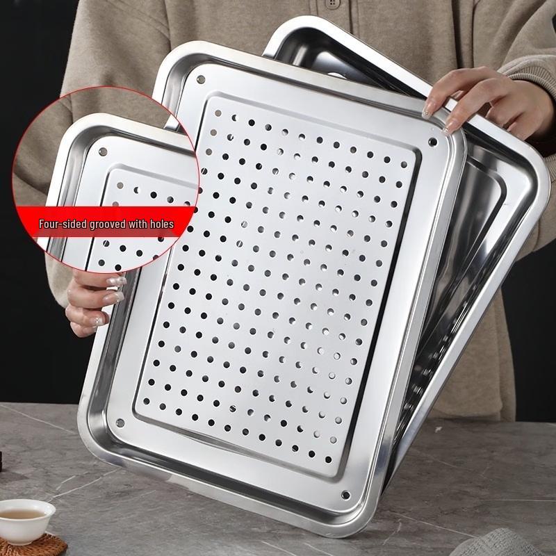 WUHE 304 Stainless Steel Draining Serving Tray