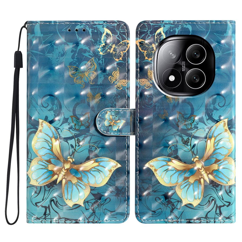 For Xiaomi Redmi Note 14 Pro 5G/Poco X7 5G Case PU Leather Wallet Phone Cover 3D Pattern Printing