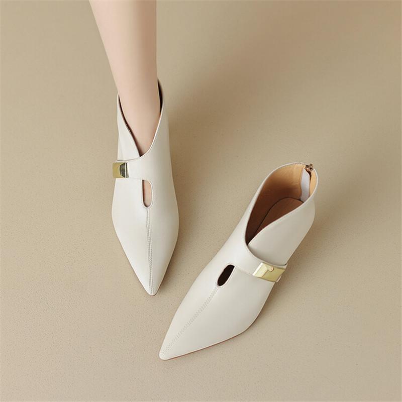 Fashion New Split Leather Ankle Boots Autumn/Winter Women Boots Pointed Toe Thin Heels Boots for Women Fashion Boots Women Zapatos Mujer