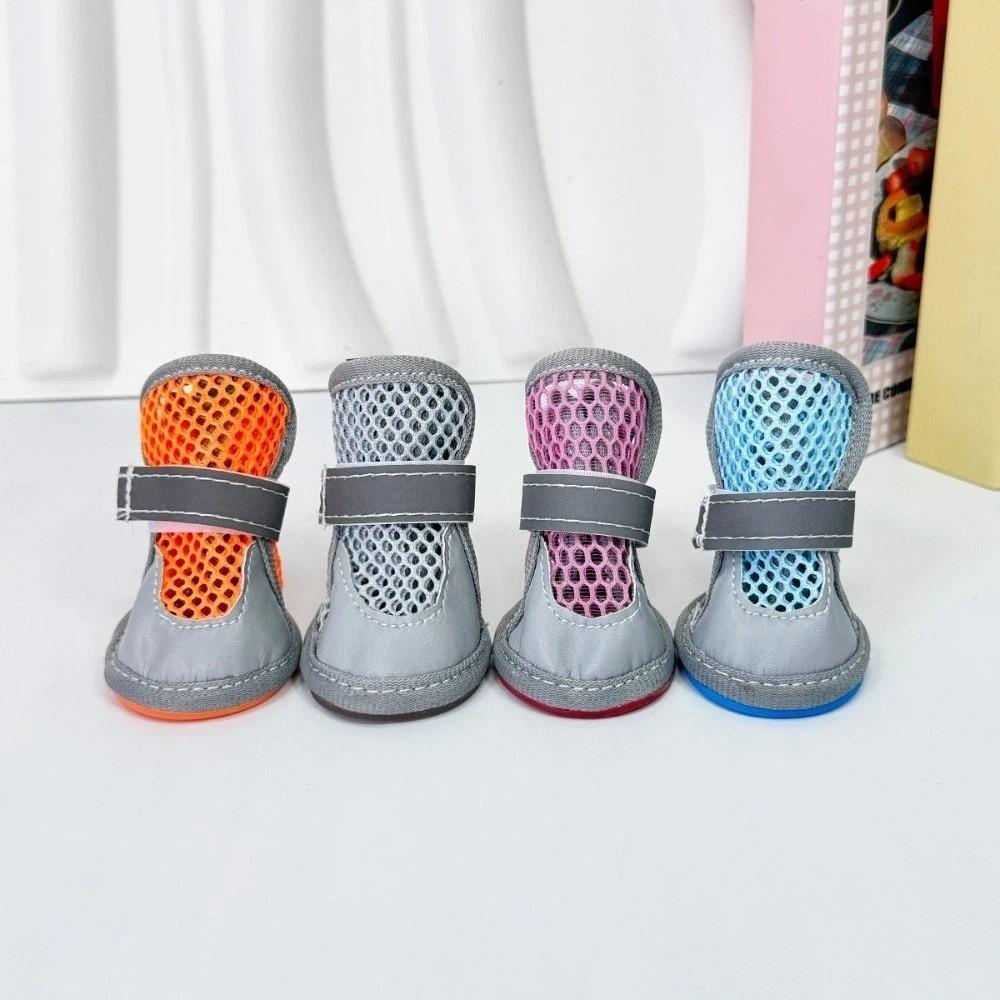 4Pcs Breathable Dog Mesh Shoes Wear Resistant Puppy Foot Covers Fashion Dog Sneakers Dog Walking
