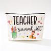 Teacher's Day Inspirational Slogan Makeup Bag - Portable Imitation Linen Zipper Pouch
