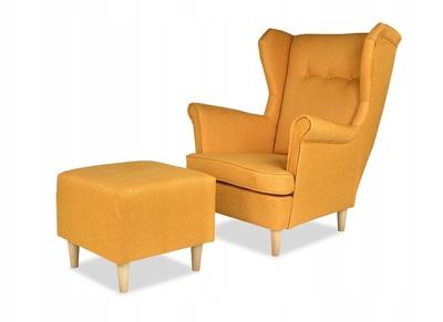 ARI Wing Chair with Footrest, Scandinavian In Mustard