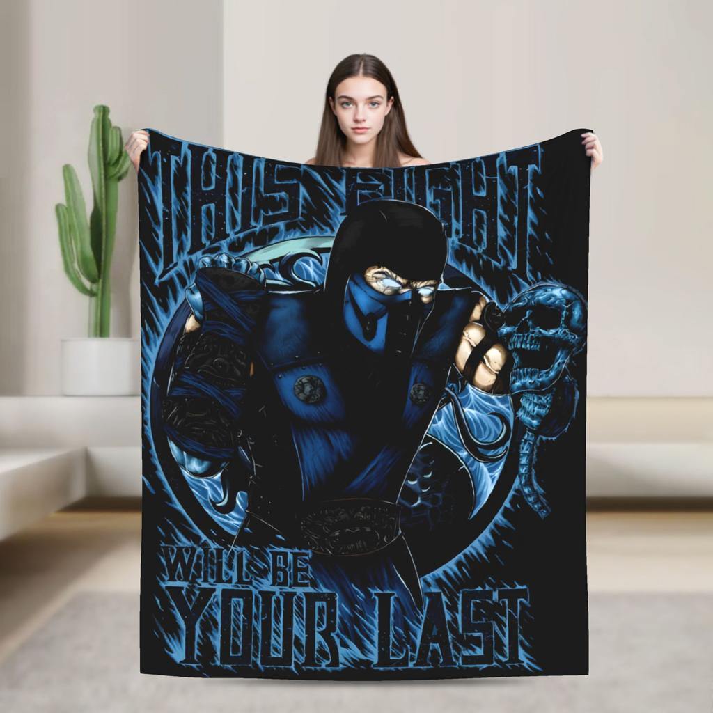 Mortal Kombat 2 Duotone Fighters Blanket Cover Velvet Lightweight Throw Blanket for Outdoor Travel Bedspread