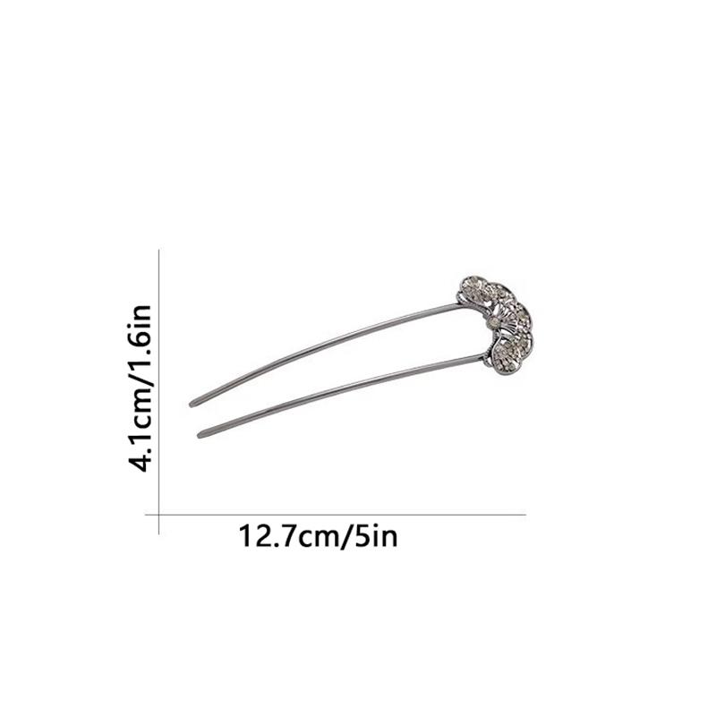Chinese Style Exquisite Retro Hollowed Out Fan-shaped Black Women Metal U-shaped Hairpin High-end Banquet Cheongsam Accessories