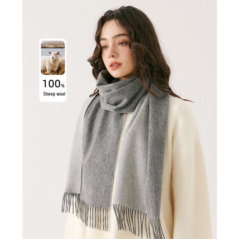 

VICTORIA&VERA Narrow Reversible Wool Tassel Scarf One Size