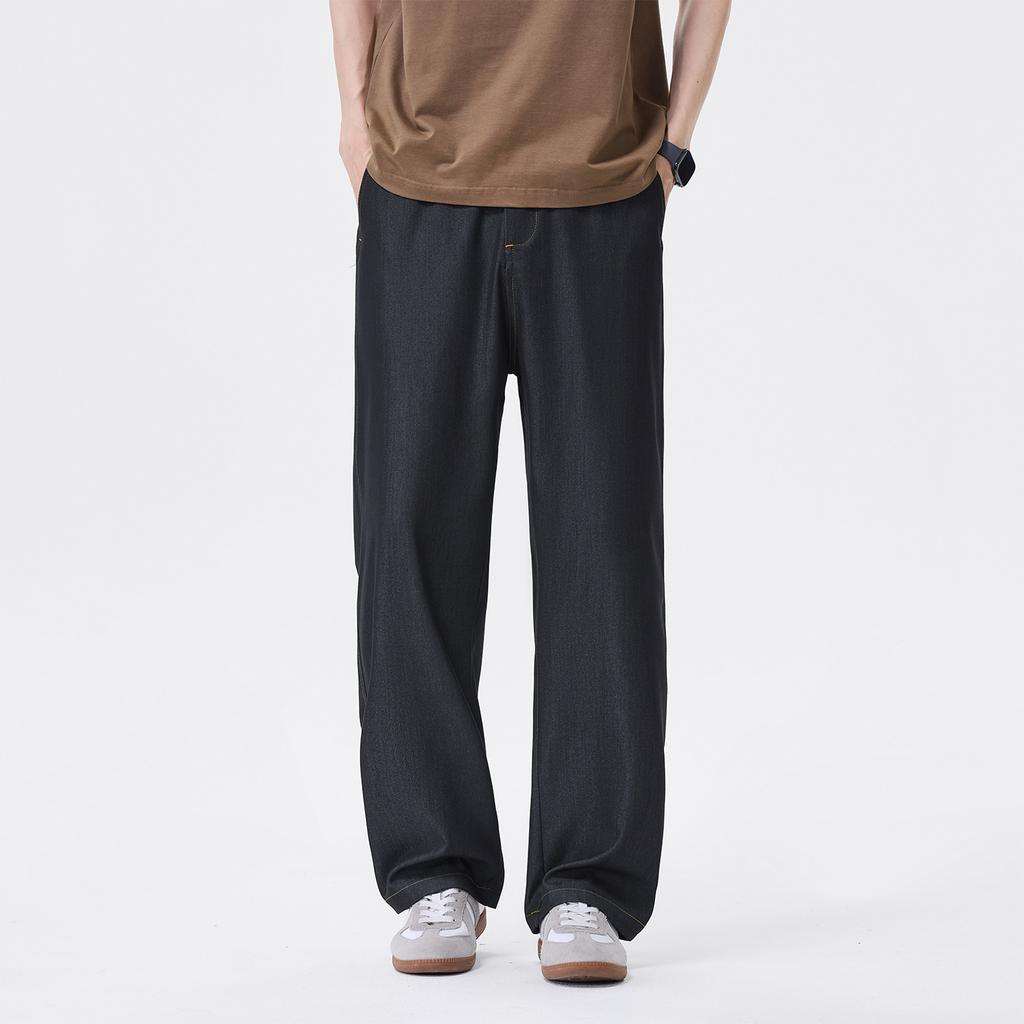 Summer new Tencel cool breathable casual pants men's American trendy brand loose wide-leg straight trousers