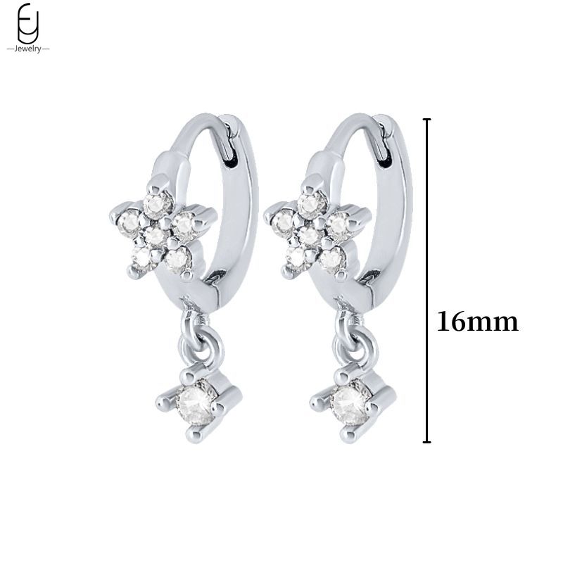 925 Silver Ear Buckles Fashion Hoop Earrings White Crystal Luxury Women's Earrings Wedding Women's Jewelry Premium Gift