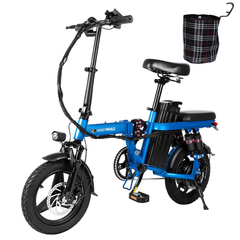 HONEYWHALE S6 Pro-S 14-inch Electric Bike 350W Brushless Motor 25km/h 48V 15Ah Battery 45-55km Range Six Shock Absorber Disc Brakes - Black