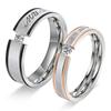 Korean Style Titanium Steel Couples' Rings with Diamond Clamps - Matching His and Hers Stainless Steel Pinky Rings