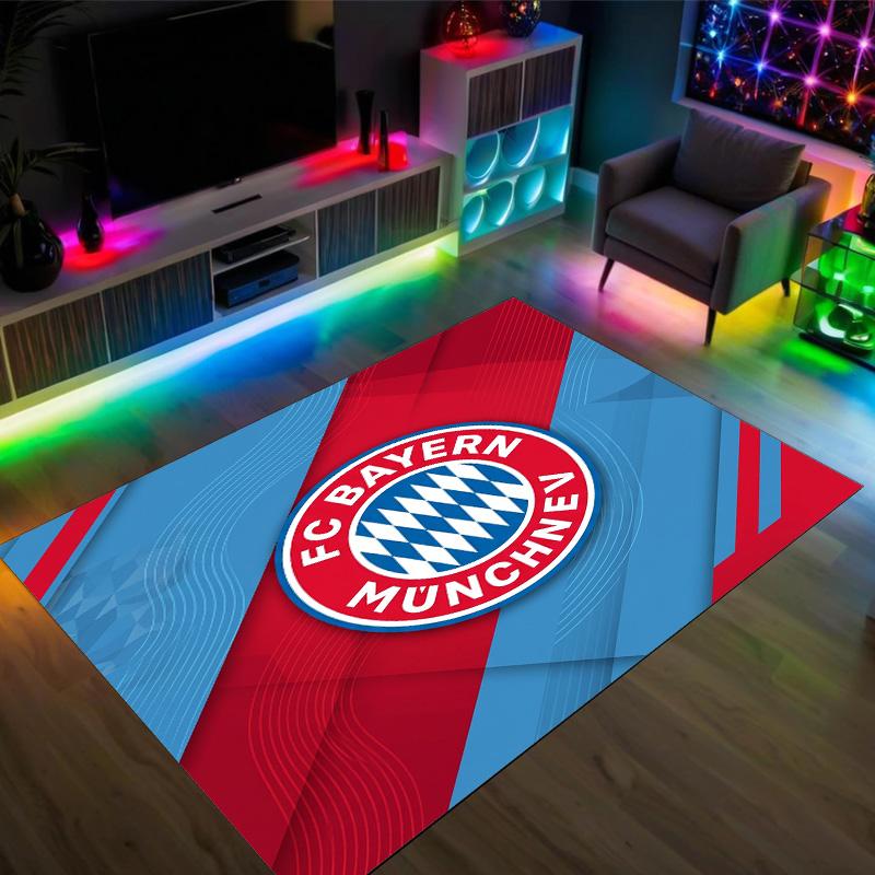 FC Bayern Design Kristall Samt Teppich Gemütlich Nicht?Rutschfester Teppich mit Aufdruck für Schlafzimmer Wohnzimmer Eingang