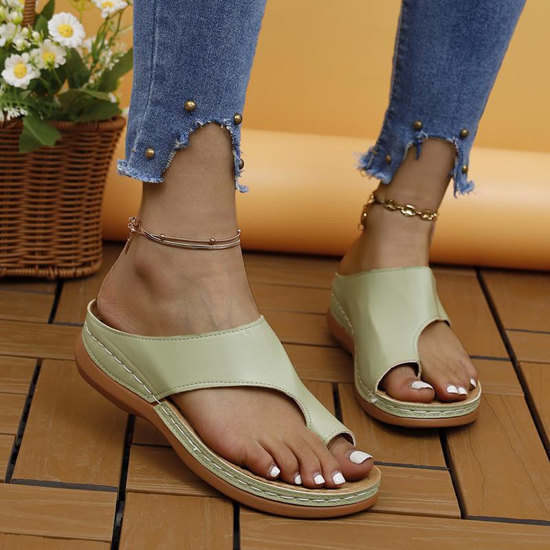 Spring and Summer Footwear Plus Size Casual Round-headed Soft-soled Wedges Flat-bottomed Beach Sandals and Slippers Women's Shoes