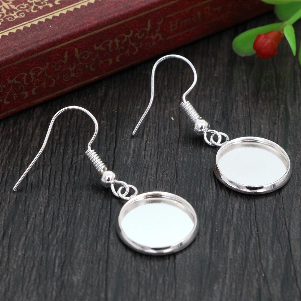 10 Stück 12mm Tablett-Fassung Cabochon Ohrhaken Rohling Fassung Runder Anhänger Ohrbasis Komponenten Für DIY Glas Cameo Schmuckherstellung