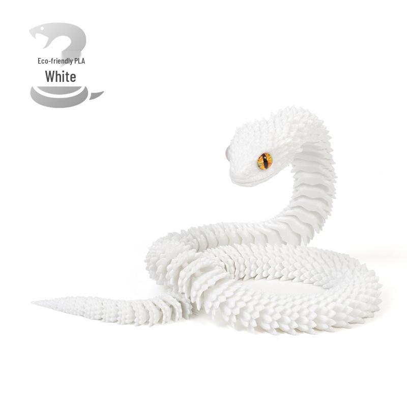 3D Printed Movable Viper Snake Model Toy - Flexible Simulation Animal Doll