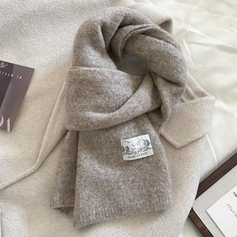 2026 New Korean Version Ins Solid Color Scarf Women's Winter Versatile Knitted Warm and Cold-proof Wool Couple Scarf Men