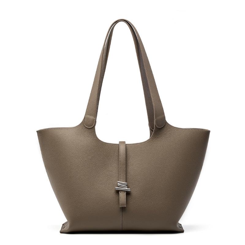 Early Autumn First-Layer Cowhide Wind Chimes Tote Bag Women S Large-Capacity Commuting Hand-Held Shoulder Leather Women S Bag