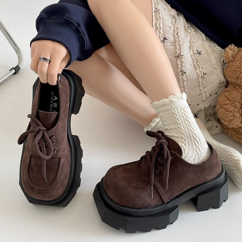 High Quality Thick Sole Increase Round Head Cross Tie All Comfortable Non-slip Breathable Wear Women's Single Shoes