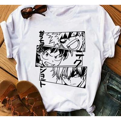 Japanischer Anime My Hero Academia Grafik Fun Print Unisex Sommer Baumwolle Paar Entspanntes T-Shirt Sommer Locker Y2K Streetwear Oberteil