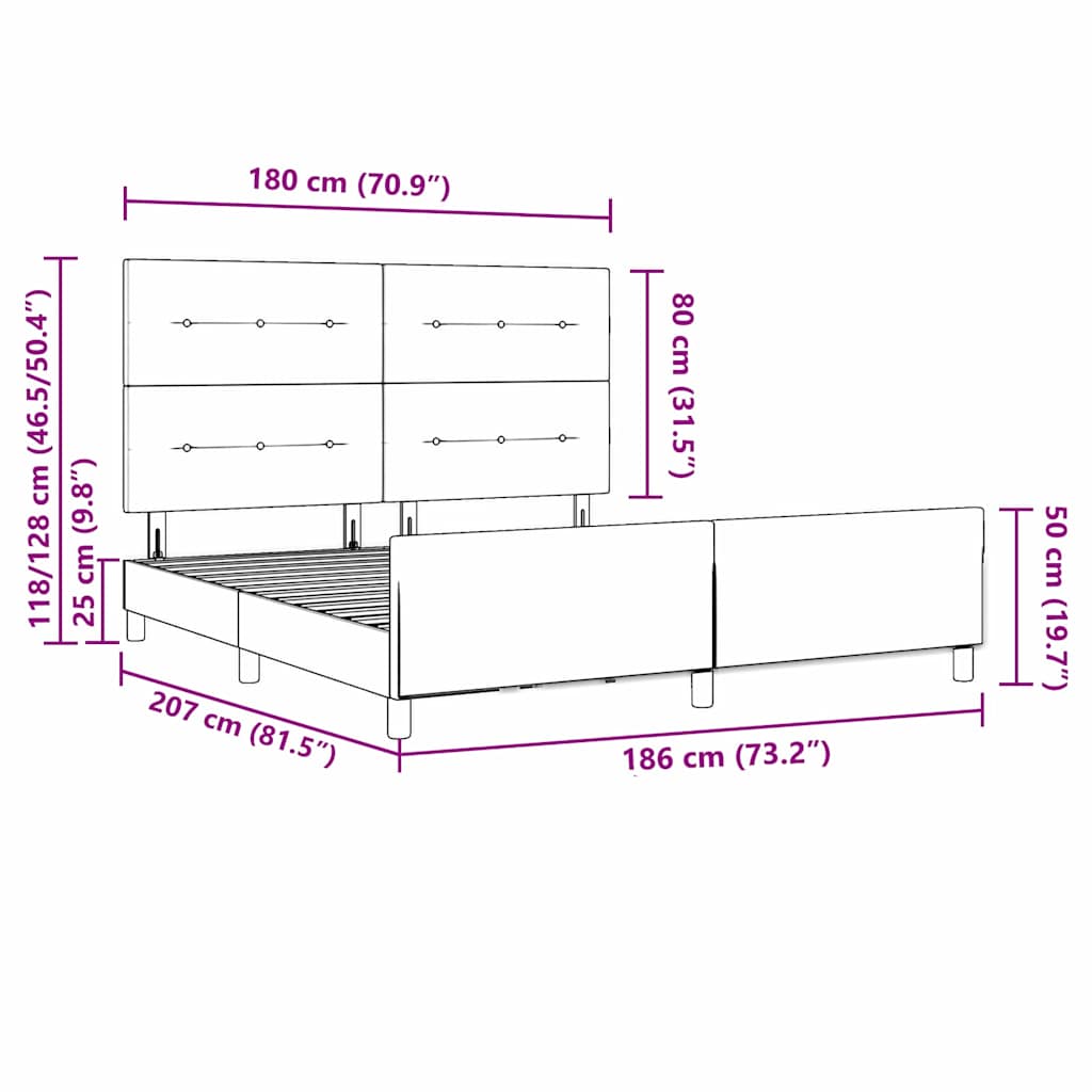 Bed Frame with Headboard Blue 180 x 200 cm Fabric