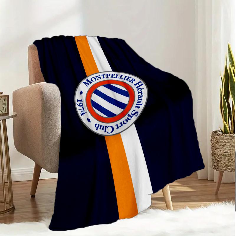 Montpellier Sc Crest Blanket Lightweight Ideal Bedding Blanket Perfect for Travel, Camping, Living Rooms, Offices, Sofas, Fan Christmas gift