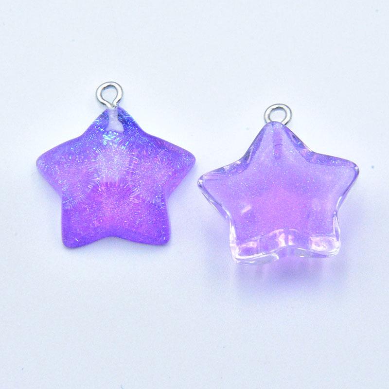 Vibrant Resin Geometric Star Pendant Charm - DIY Jewelry Accessory