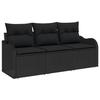 VidaXL Ensemble de Canapé de Jardin 3 Pièces avec Coussins Noir Poly Rattan 3354232
