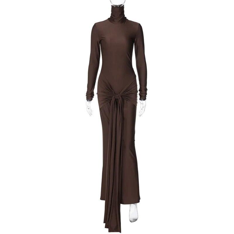 Women Spring Autumn Elegant Long Sleeve Party Club Streetwear Bodycon Red Long Dress
